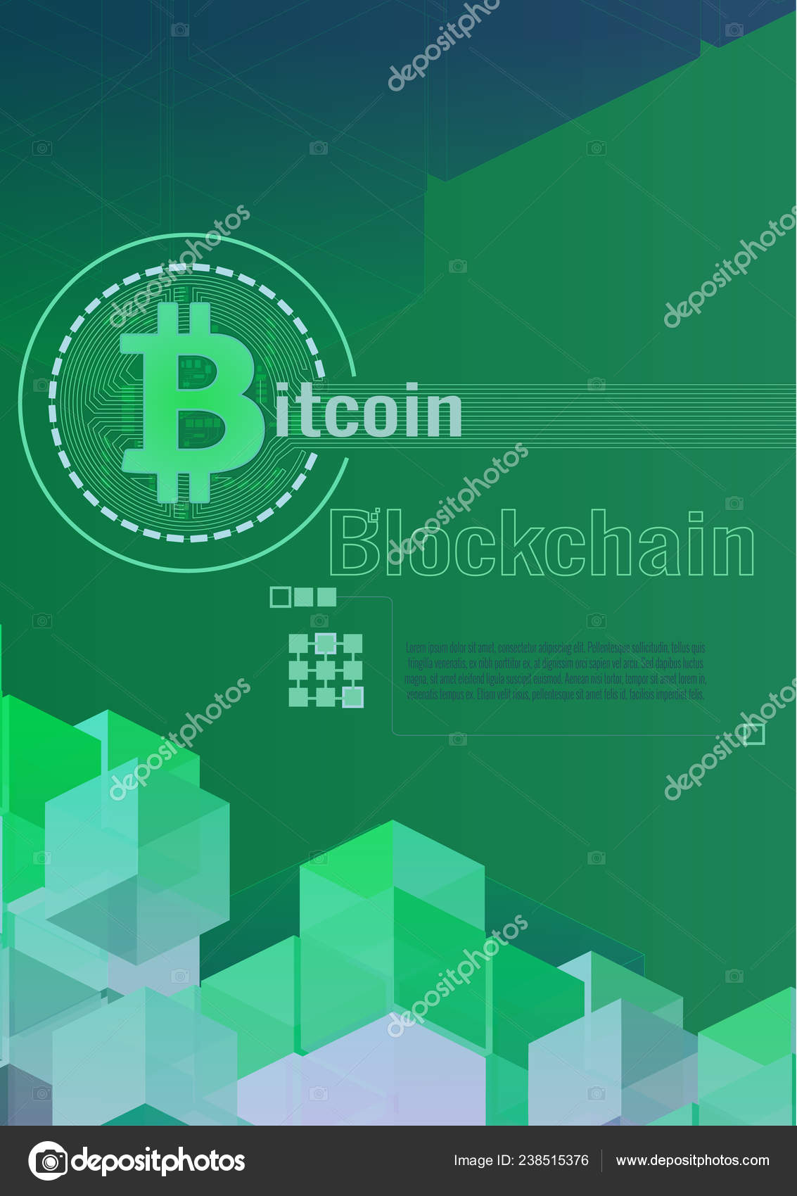 Bitcoin Blockchain Graphic Template Background Space Text Layout - 