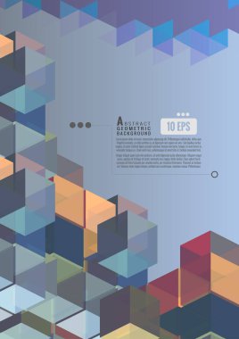 Geometrik küp multi renk tonu açık gri renkli metin için boş alan ile çizgili grafik şablonu