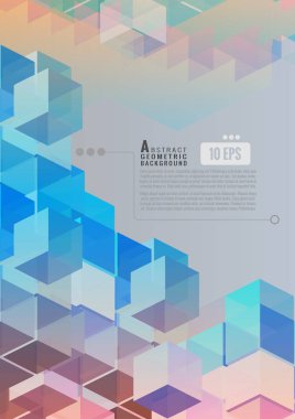 Geometrik küp multi renk tonu açık gri renkli metin için boş alan ile çizgili grafik şablonu