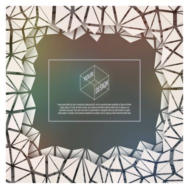 Papercut efektli metin kopya mesaj ve birden çok amaç tasarım kare resimdeki için gökkuşağı renkli arka plan üzerinde beyaz paramparça düşük poli çerçeve