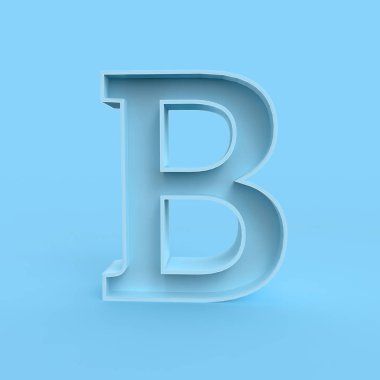 B yazı ön görünümü pastel mavi Bg izole
