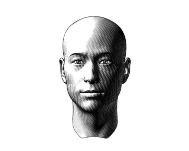 Beyaz Bg üzerinde oyma insan kafası illüstrasyon