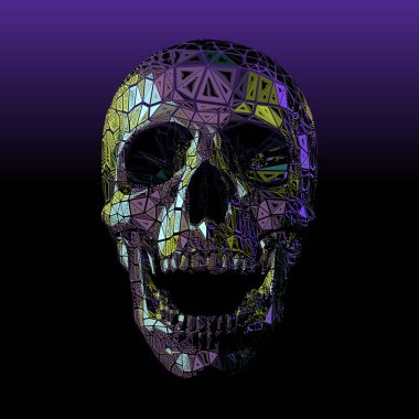 Siyah Bg mor stilize poligonal kafatası