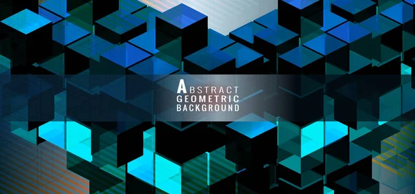 Blå geometriska kuber grafisk mall banner bg — Stock vektor