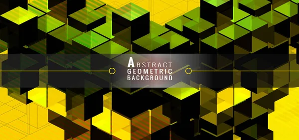 Gul och grön geometriska kuber grafisk mall banner bg — Stock vektor