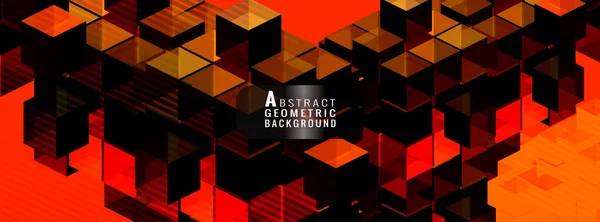 Темні світяться червоні геометричні кубики графічний шаблон банер BG — стоковий вектор