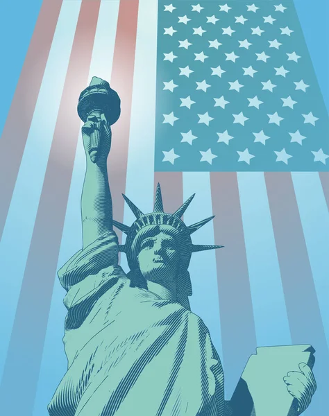 Ilustração da liberdade de gravação com bandeira dos EUA em branco BG —  Vetores de Stock