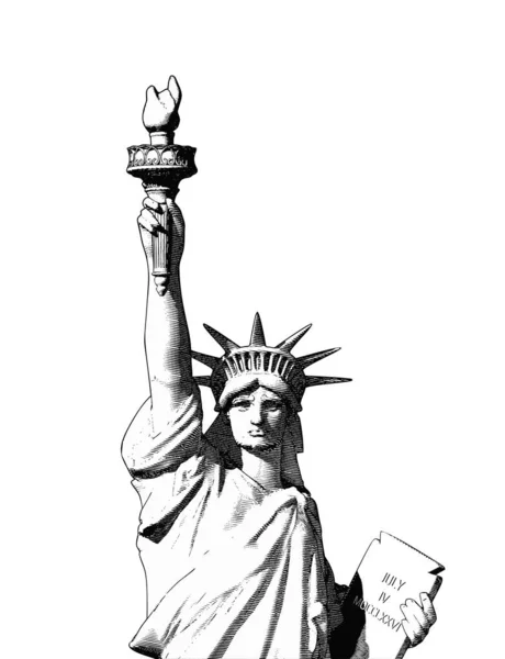 Engraving liberty illustration isolated on white BG — Stock Vector