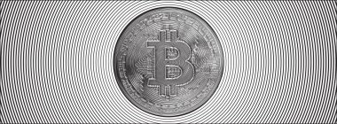 Daire desen afiş Bg üzerinde gravür bitcoin