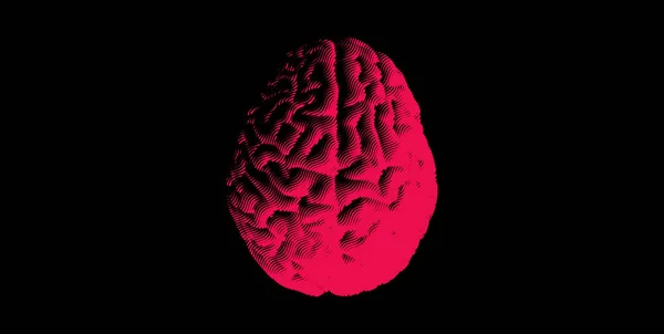 Rypání lidského mozku ilustrace na tmavém pozadí — Stockový vektor