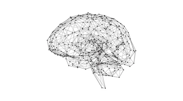 Ilustración cerebral humana poli baja que brilla en blanco BG — Archivo Imágenes Vectoriales