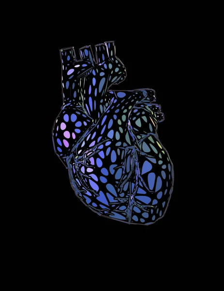 Coeur humain ornemental rayonnant sur le noir BG — Image vectorielle