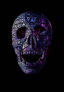 Stilize renkli kafatası illüstrasyon siyah Bg izole