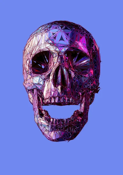 Ilustración estilizada del cráneo aislada en BG púrpura — Vector de stock