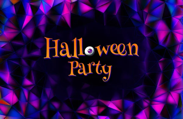 Fête d'Halloween invitation sur violet low poly BG — Image vectorielle