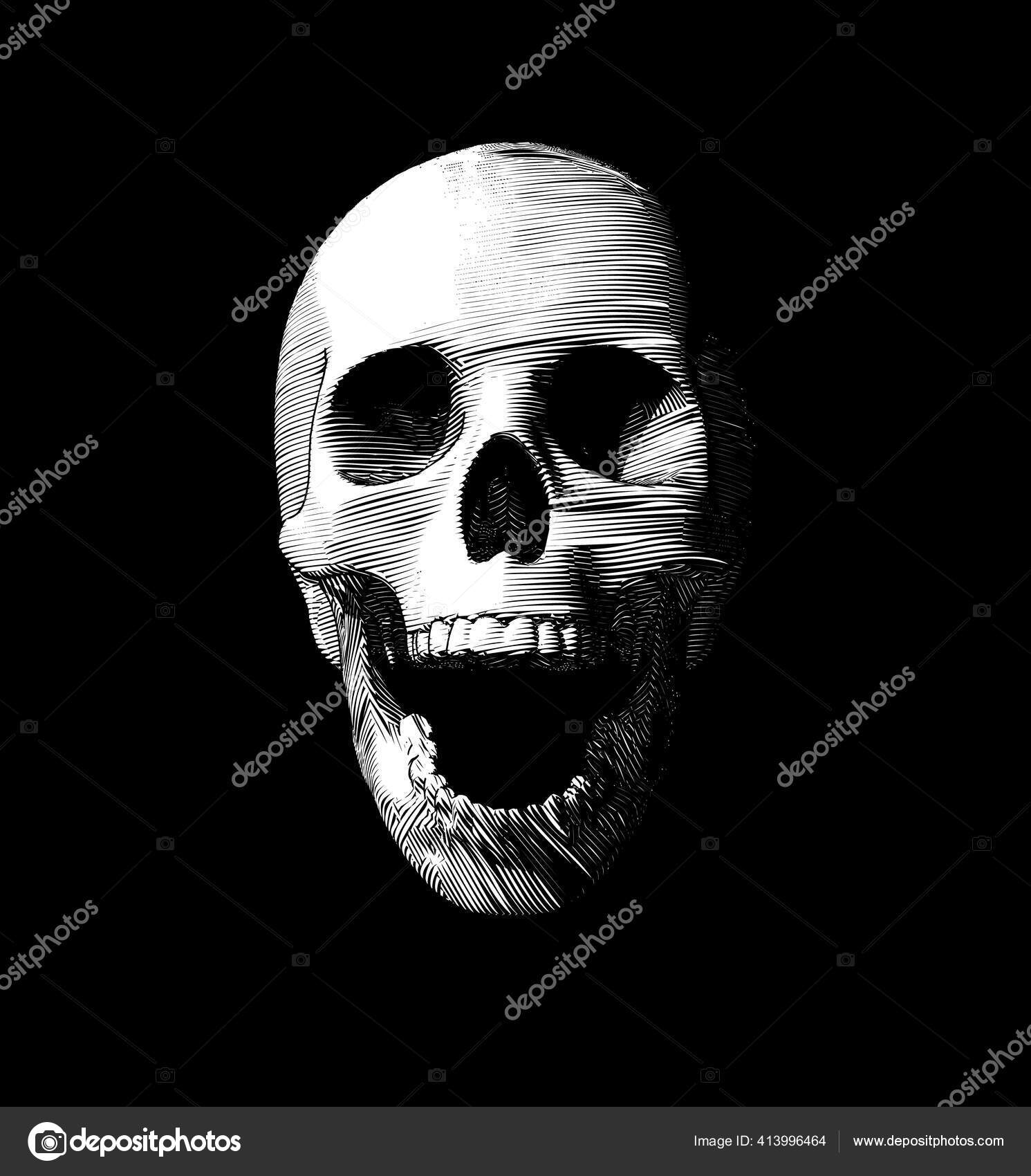 Engraving Drawing Human Skull Open Mouth Jaw Vector Illustration Isolated  Stock Vector by ©Jolygon 413996464