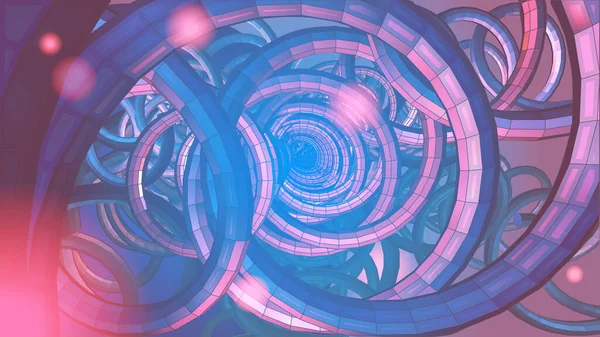 Abstrakte Lila Chaotische Spiraldraht Mit Technologie Netzwerk Konzeptuelle Vektorillustration — Stockvektor