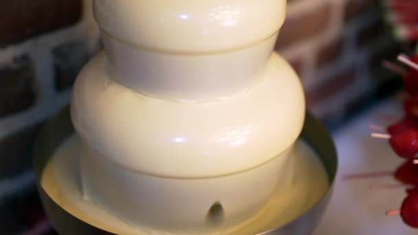 White chocolate fountain dessert food — Stock Video