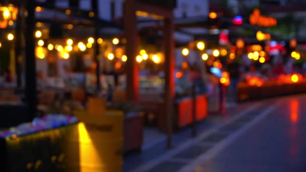 Antecedentes: paseo nocturno en Turquía softfocus — Vídeo de stock