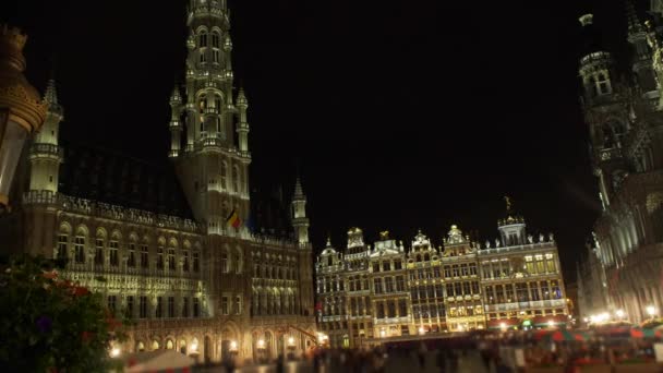 Bélgica Bruselas Vistas Nocturnas Ciudad — Vídeos de Stock