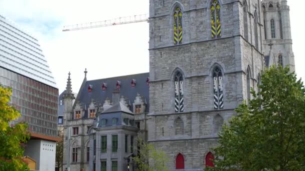 Piękne widoki na miasto Gandawa w Belgii — Wideo stockowe