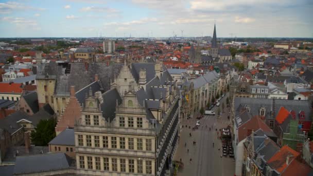 Bélgica Gante Vista Para Cidade Topo — Vídeo de Stock