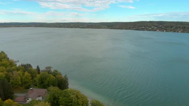 At the lake Starnberger See in Bavaria aerial — Stock Video