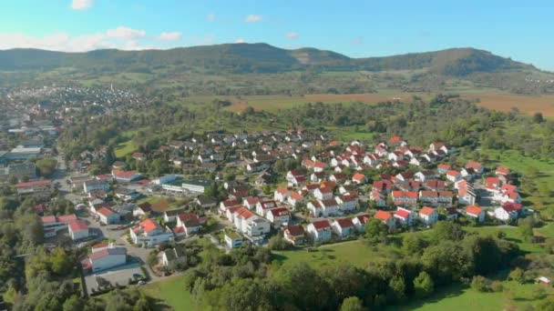 Germany village and vineyards aerial view — Stock Video