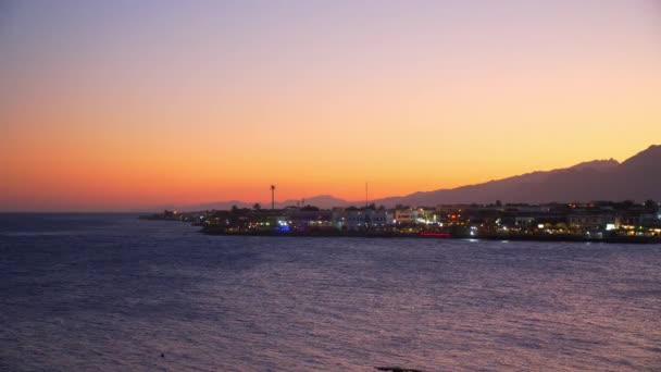 Egito Dahab Pôr Sol Sobre Cidade — Vídeo de Stock