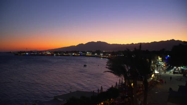 Egipto Dahab puesta de sol sobre la ciudad — Vídeos de Stock