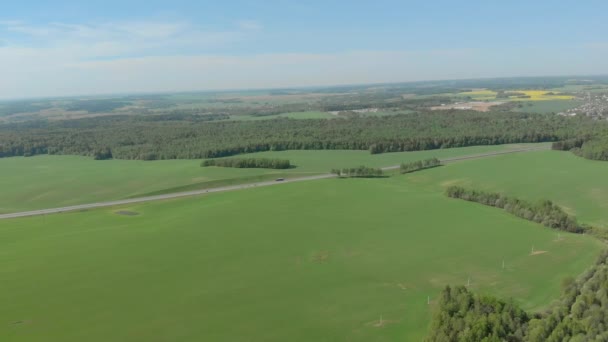 Wit-Rusland bossen en velden luchtfotografie — Stockvideo