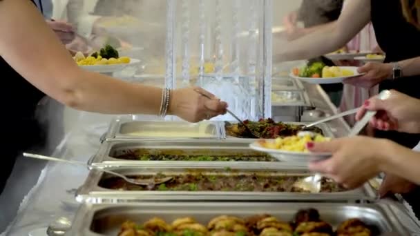 Cozinha Culinária Buffet Jantar Jantar Jantar Comida Celebração Festa Conceito — Vídeo de Stock