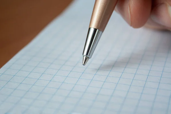 Pen White Notepad Paper Close Man Hand — Stock Photo, Image