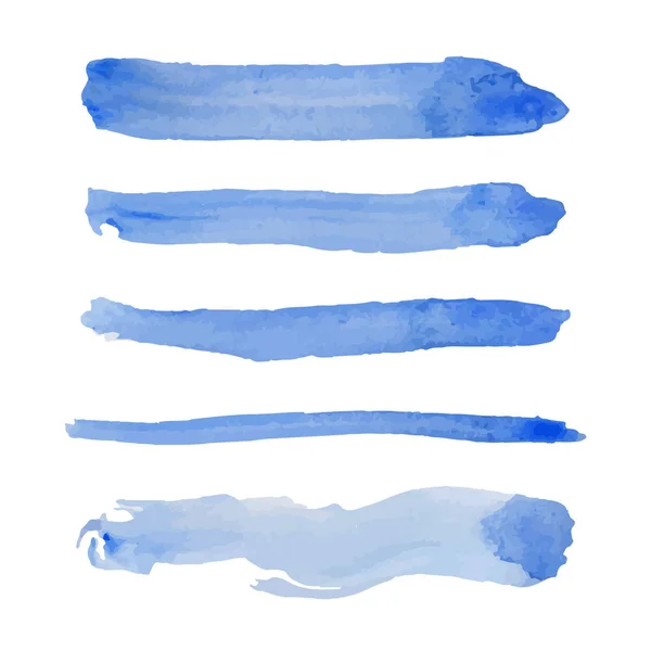 Beş mavi renkli vektör paintbrush seti
