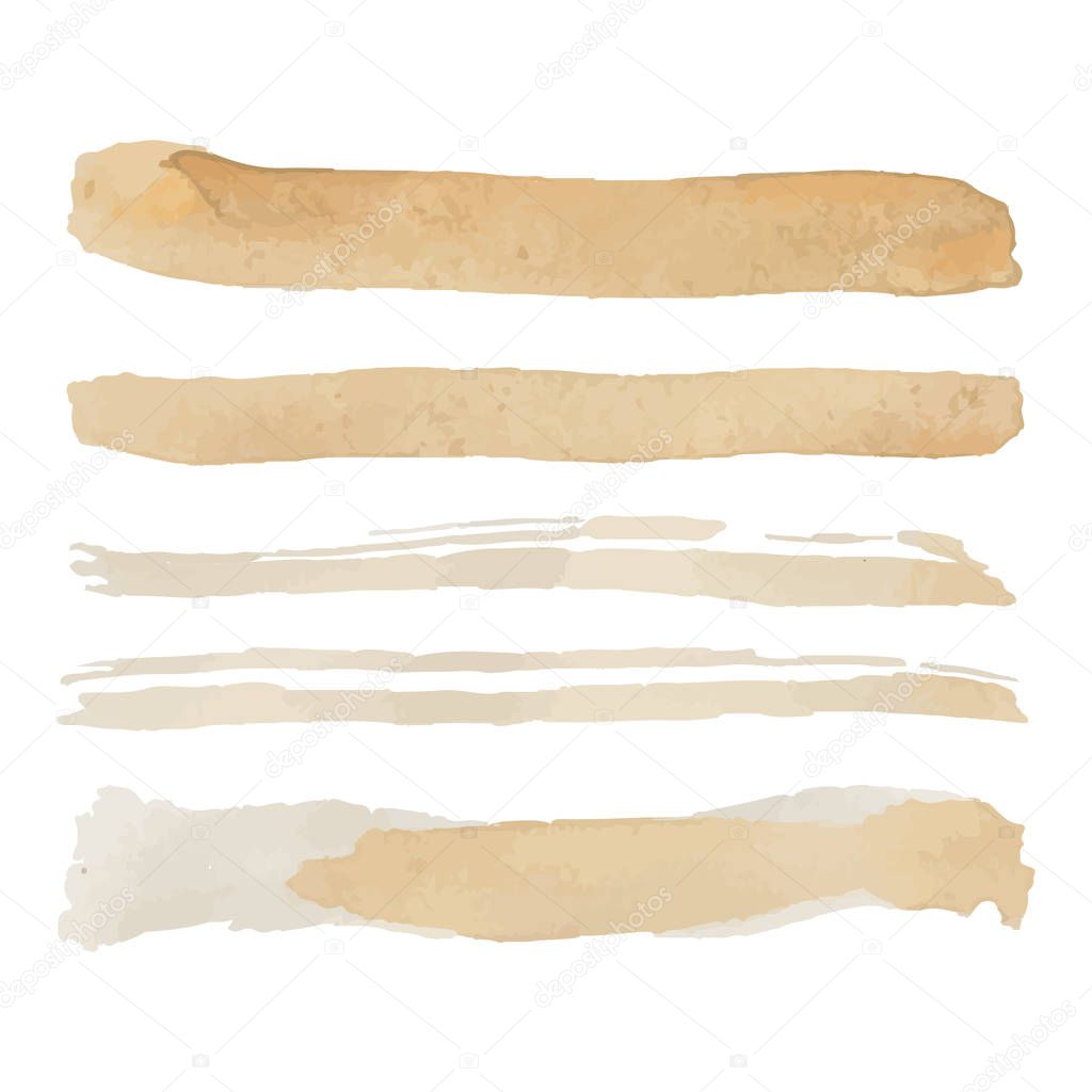 Set of Five gold colored vector paintbrush