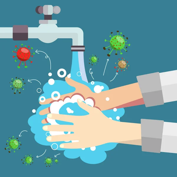Lavarse las manos con jabón. Pandemia de coronavirus . — Archivo Imágenes Vectoriales