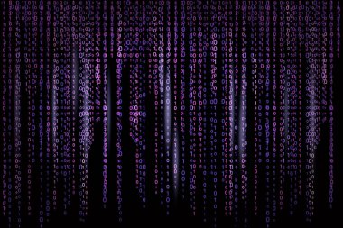 matris biçiminde koyu mavi neon ikili kod 