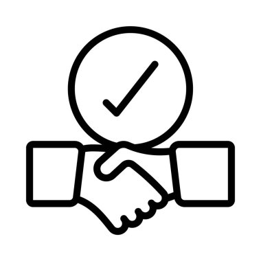 Onaylanmış tokalaşma. Web simgesi vektör illüstrasyonu