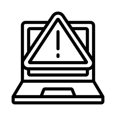 Dizüstü bilgisayar uyarı simgesi, vektör illüstrasyonu 