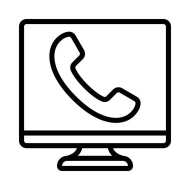 Bilgisayar Telefon Arama simgesi, vektör illüstrasyonu 