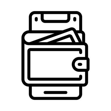 Mobil Cüzdan simgesi, vektör illüstrasyonu basit tasarım