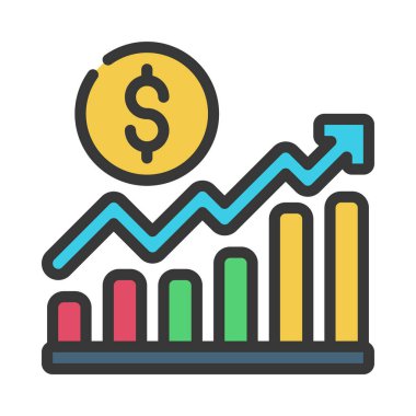 İş büyümesi çizelgesi ana hatları vektörü. İş büyümesi. veri analizi
