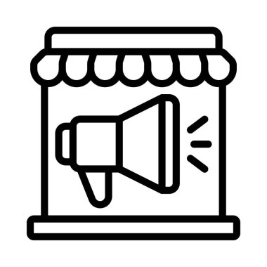 Mağaza pazarlama düz simgesi, vektör illüstrasyonu