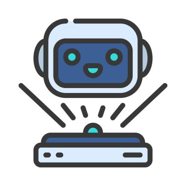Holografik Robot Web ikonu vektör çizimi