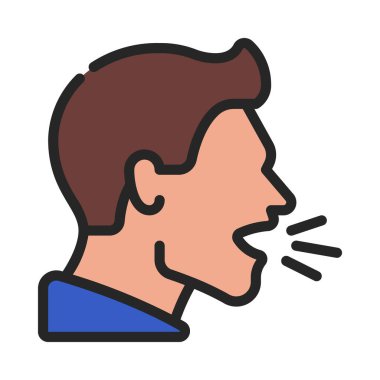 Adam Konuşan Web simgesi düz tasarım, vektör illüstrasyonu