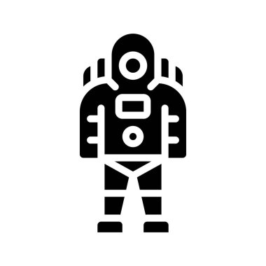 Uzay Giysisi Simgesi Basit Vektör İllüstrasyonu