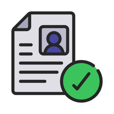 Onaylanmış CV simgesi, vektör illüstrasyonu basit tasarım