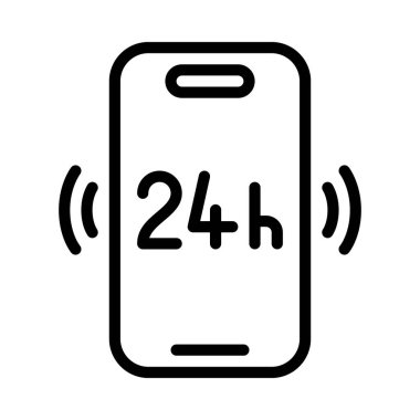 24 Saat Cep Telefonu Web simgesi, vektör illüstrasyonu              