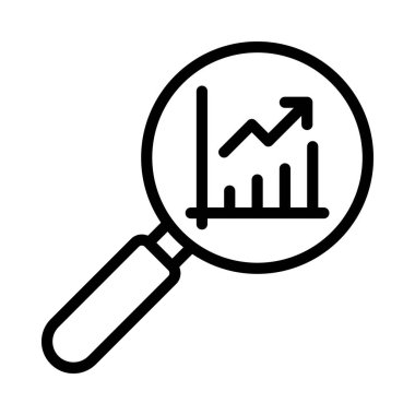 Borsa Araştırma düz simgesi, vektör illüstrasyonu