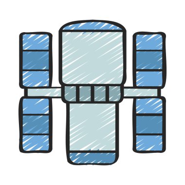 Hubble Teleskop Simgesi Basit Vektör İllüstrasyonu 